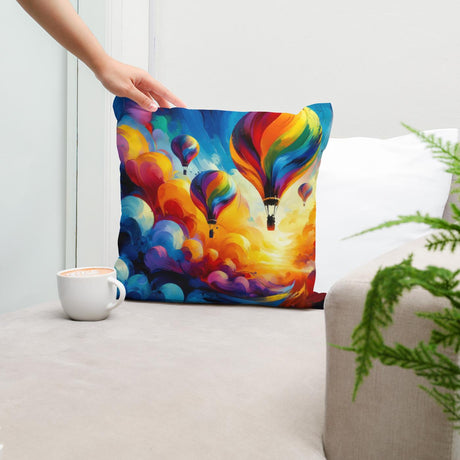Colourful Cotton Cushion with Hot Air Balloon Design Perfect for Home Decor