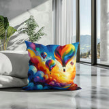 Colourful Cotton Cushion with Hot Air Balloon Design, perfect for home decor and comfort