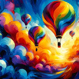 Colourful Cotton Cushion from HOME ART HAVEN featuring a vibrant hot air balloon design
