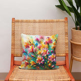 Brightly Coloured Cotton Cushion with Floral Design for Home Decor Enhancement