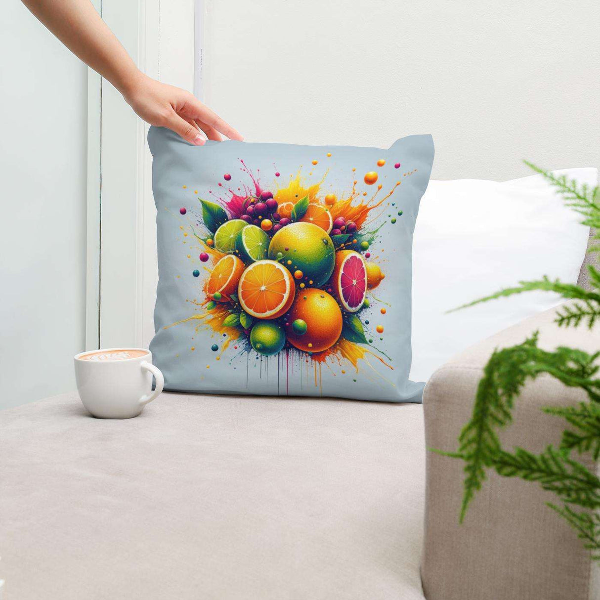 Colourful Cotton Cushion with a Fruit Design, Perfect for Adding Cheer to Your Home Decor