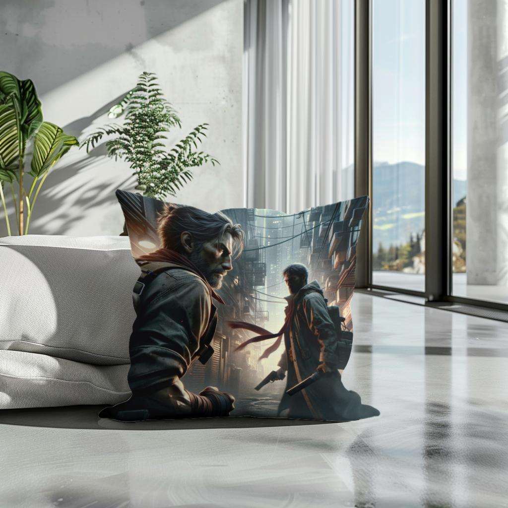 HOME ART HAVEN Cotton Cushion featuring a vibrant graphic design in a modern living space