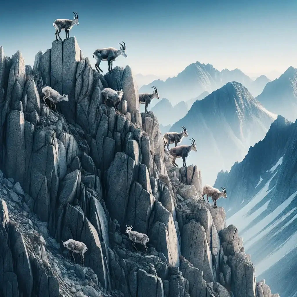 Cotton Cushion featuring a scenic mountain landscape design with majestic goats in a serene setting