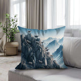 HOME ART HAVEN Cotton Cushion featuring a mountain landscape design with animals for stylish decor