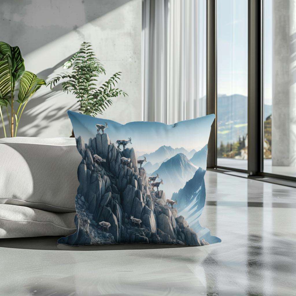 HOME ART HAVEN Cotton Cushion featuring a mountain landscape design for stylish home decor