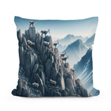 Home Art Haven Cotton Cushion featuring a mountain scene with grazing goats for stylish home decor