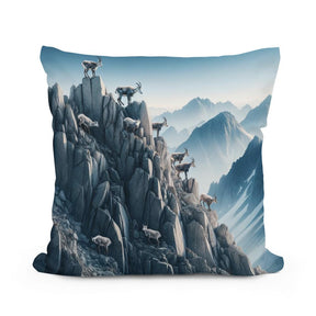 Home Art Haven Cotton Cushion featuring a mountain scene with grazing goats for stylish home decor