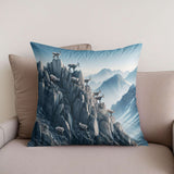 Cotton Cushion featuring a scenic mountain design with goats for a stylish home decor accent