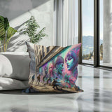 Vibrant Cotton Cushion featuring urban street art design for stylish home decor
