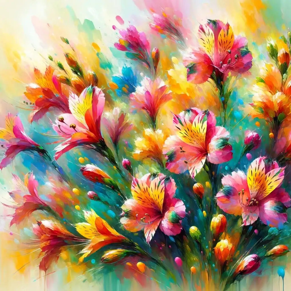 Colourful floral artwork on a cotton cushion by HOME ART HAVEN for vibrant home decor