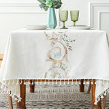 Elegant Embroidered Cotton Linen Tablecloth for Home & Party Decor N/A