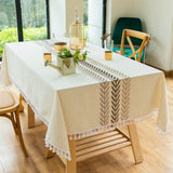 Elegant Embroidered Cotton Linen Tablecloth for Home & Party Decor N/A