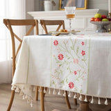 Elegant Embroidered Cotton Linen Tablecloth for Home & Party Decor N/A