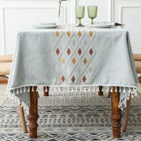 Elegant Embroidered Cotton Linen Tablecloth for Home & Party Decor N/A