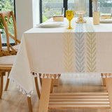 Elegant Embroidered Cotton Linen Tablecloth for Home & Party Decor N/A