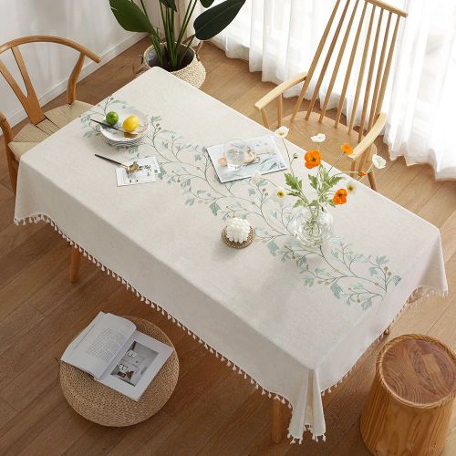 Elegant Embroidered Cotton Linen Tablecloth for Home & Party Decor N/A