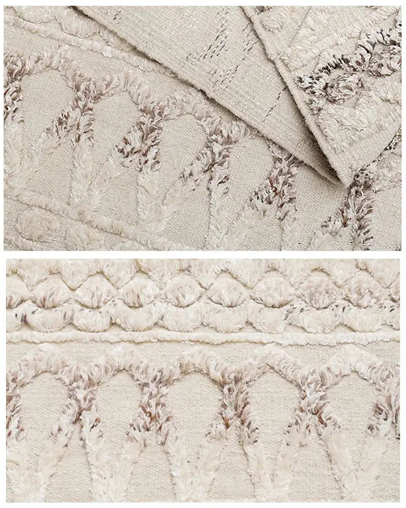 Nisu Home Cotton Rug with Intricate Textured Design in Neutral Tones for Cozy Interiors