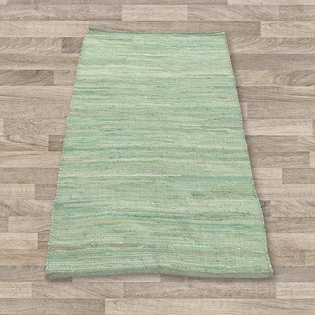 Small Indian Handloom Cotton Rug - Aqua AW Dropship UK
