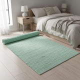 Medium Indian Handloom Cotton Rug - Aqua AW Dropship UK