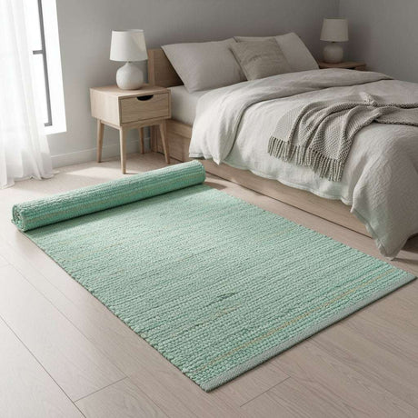 Medium Indian Handloom Cotton Rug - Aqua AW Dropship UK