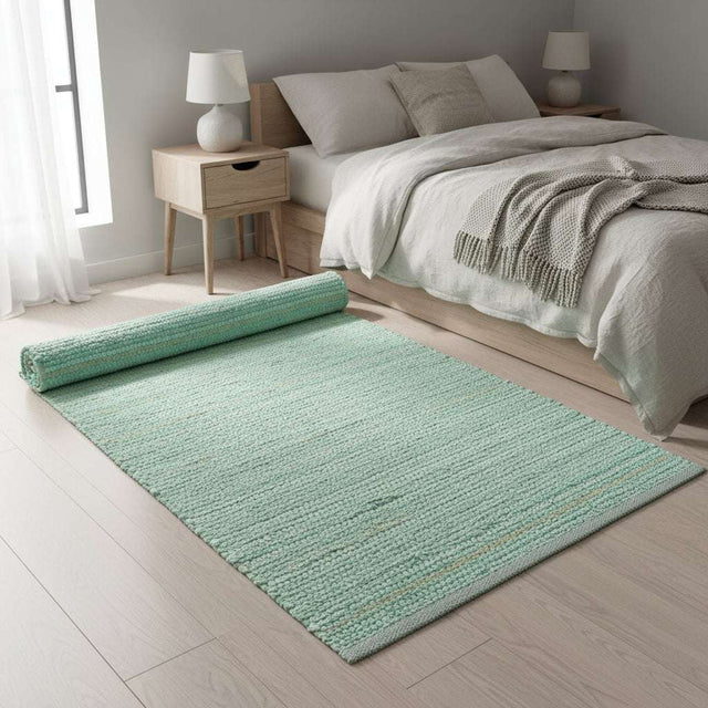 Medium Indian Handloom Cotton Rug - Aqua AW Dropship UK