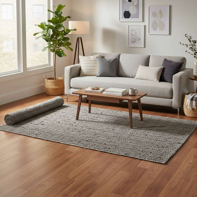 Large Indian Handloom Cotton Rug - Chacoal AW Dropship UK