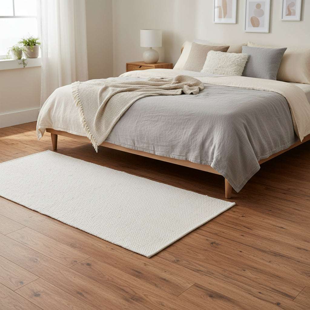 Medium Indian Handloom Cotton Rug - Cream AW Dropship UK