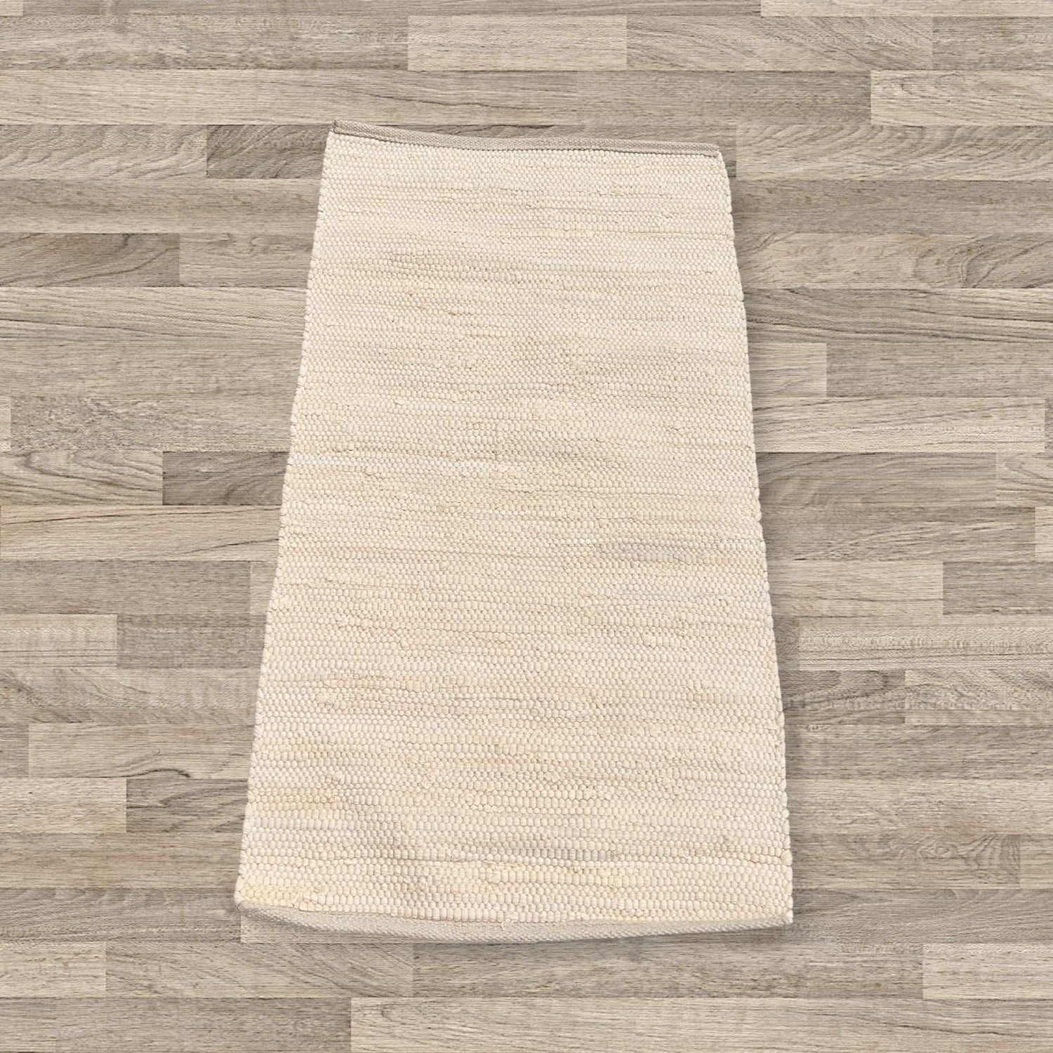 Small Indian Handloom Cotton Rug - Cream AW Dropship UK