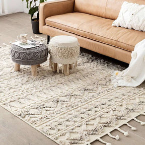 Nisu Home Cotton Rug in a modern living room under a stylish leather sofa