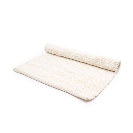 Small Indian Handloom Cotton Rug - Cream AW Dropship UK