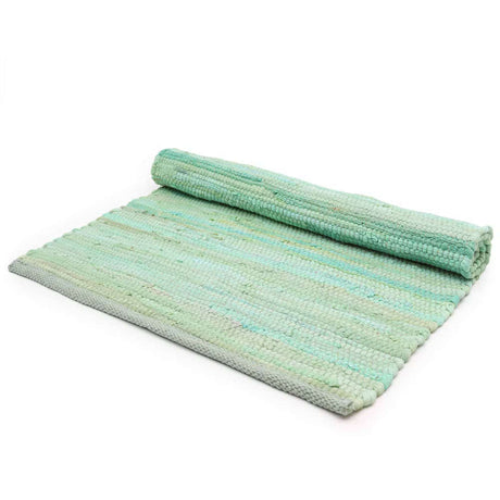 Large Indian Handloom Cotton Rug - Aqua AW Dropship UK