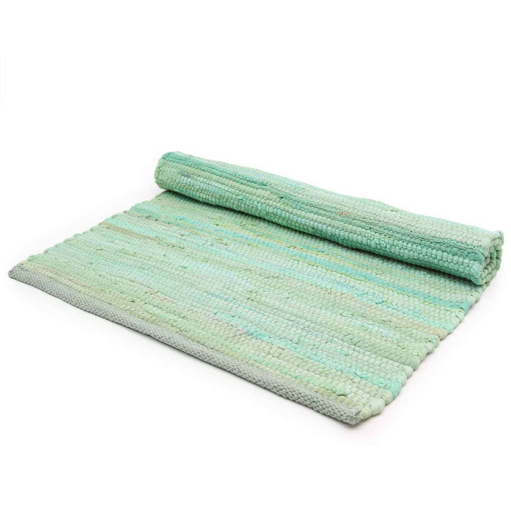 Large Indian Handloom Cotton Rug - Aqua AW Dropship UK