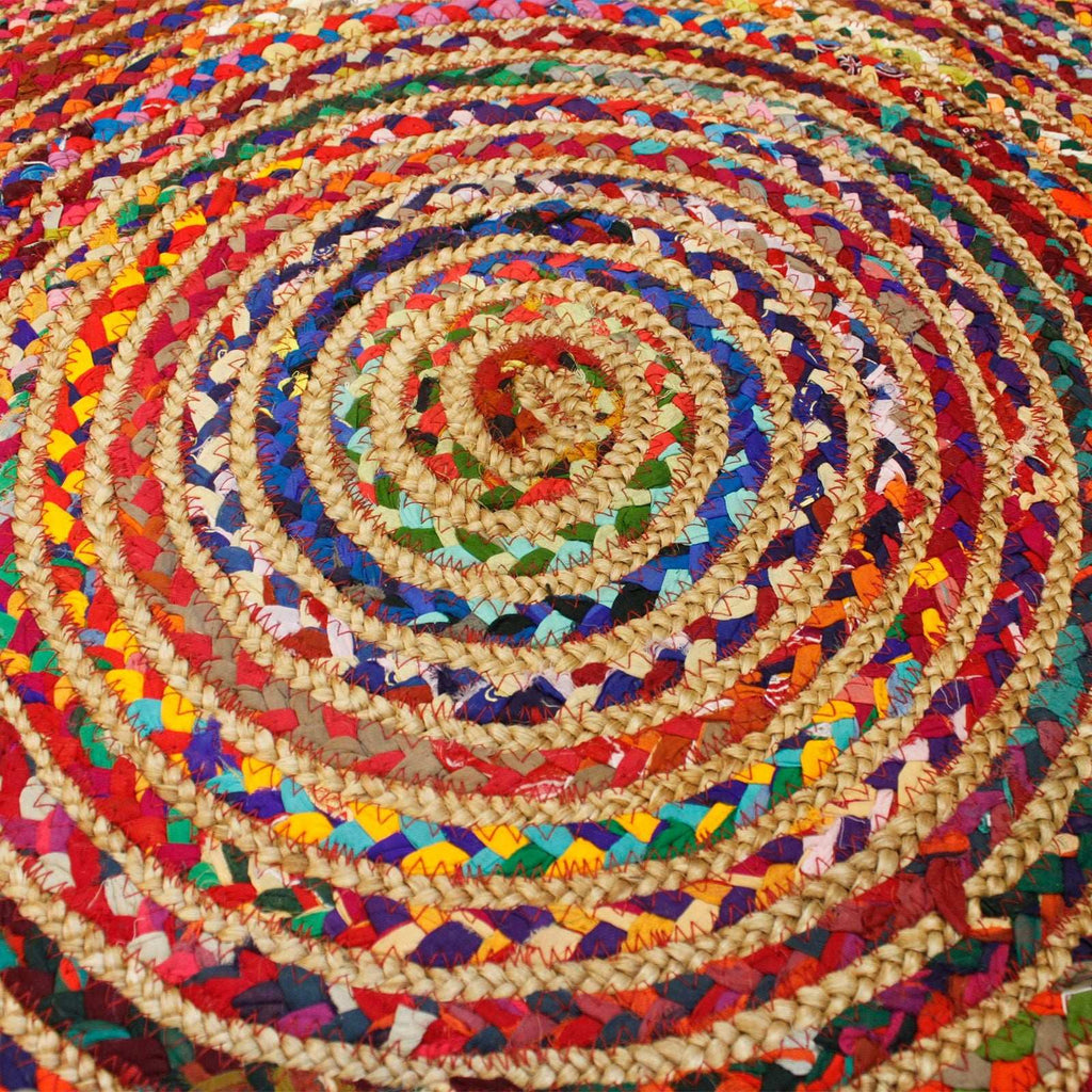 Round Jute and Recycled Cotton Rug - 120 cm AW-Dropship