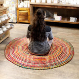 Round Jute and Recycled Cotton Rug - 150 cm AW-Dropship