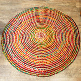 Round Jute and Recycled Cotton Rug - 150 cm AW-Dropship