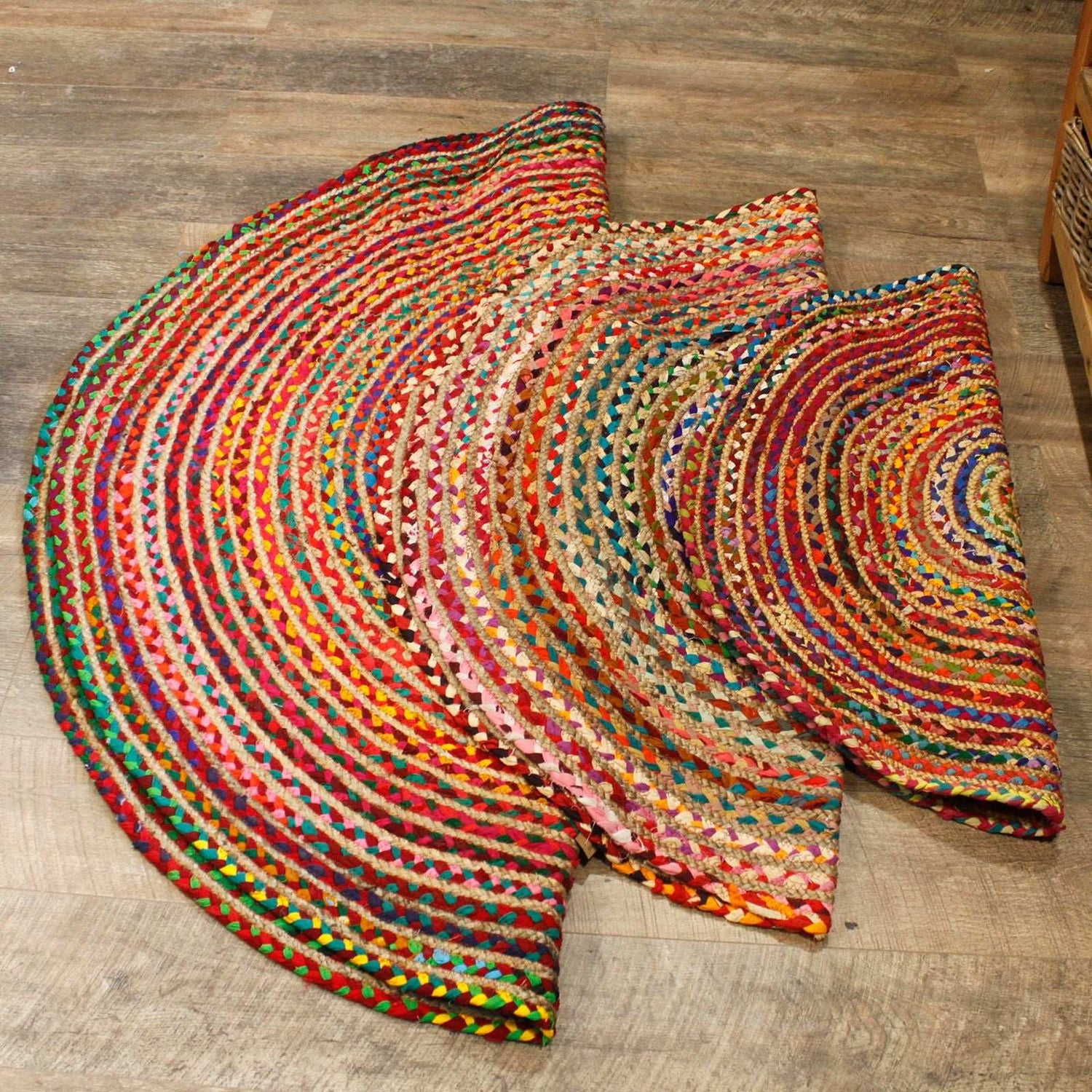 Round Jute and Recycled Cotton Rug - 150 cm AW-Dropship