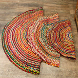 Round Jute and Recycled Cotton Rug - 150 cm AW-Dropship