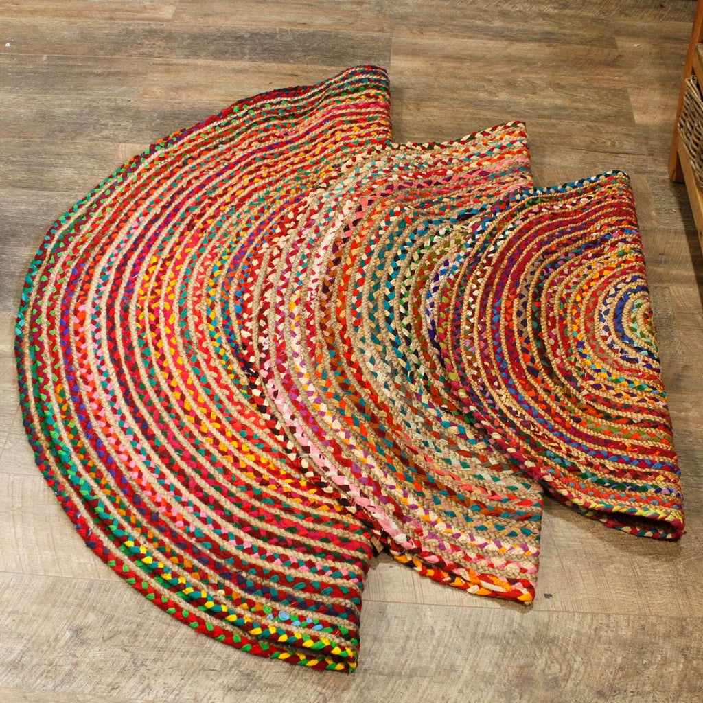 Round Jute and Recycled Cotton Rug - 150 cm AW-Dropship