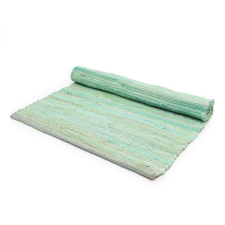 Medium Indian Handloom Cotton Rug - Aqua AW Dropship UK