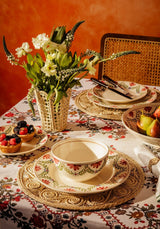Casa by Josephine Jenno Cotton Tablecloth with Floral Design, Perfect for Elegant Dining Settings