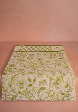 Casa by Josephine Jenno Cotton Tablecloth Featuring Floral Patterns in Green and Cream