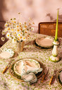 Casa by Josephine Jenno Cotton Tablecloth featuring floral print with elegant dining setup
