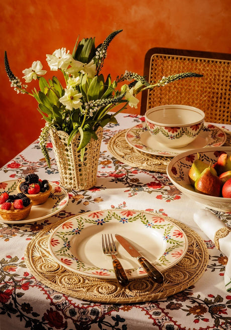 Elegant Casa by Josephine Jenno cotton tablecloth with floral design, perfect for dining occasions