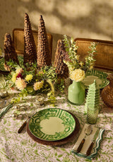 Beautiful Casa by Josephine Jenno cotton tablecloth adorned with floral patterns, set for an elegant dining experience