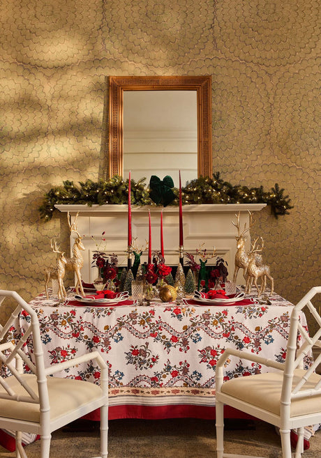 Festive Casa by Josephine Jenno Cotton Tablecloth adorned with floral patterns for holiday dining