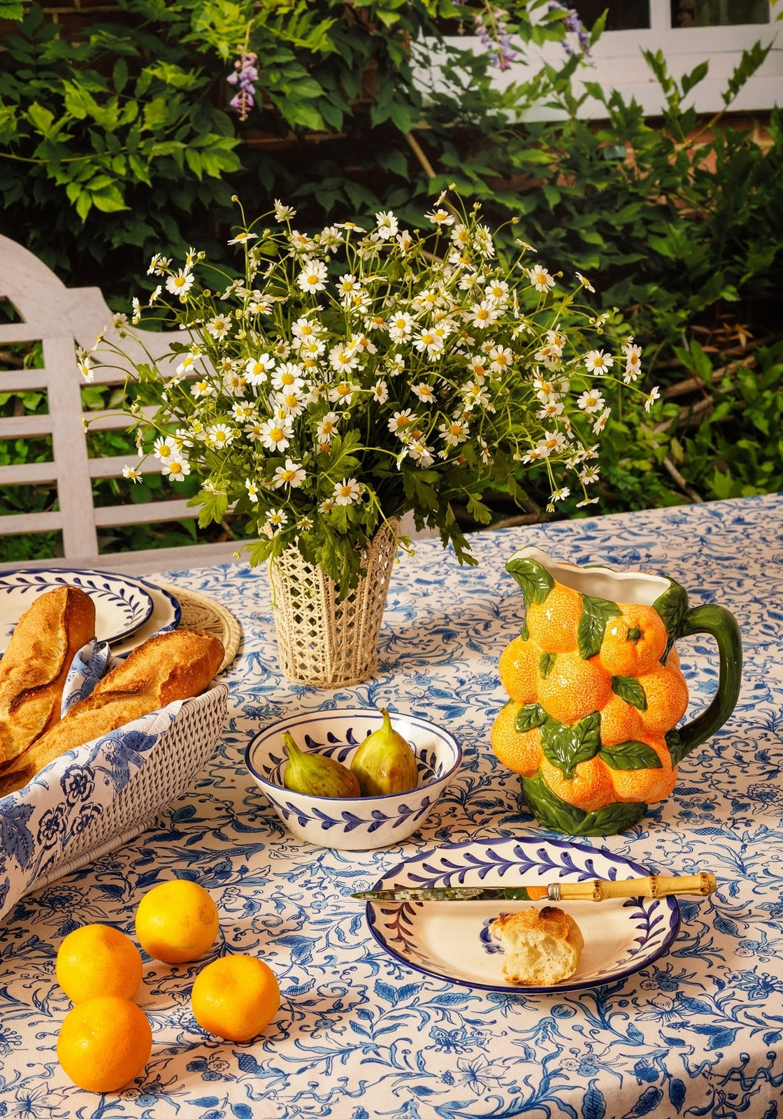 Casa by Josephine Jenno Cotton Tablecloth with Floral Design in a Beautiful Dining Setting