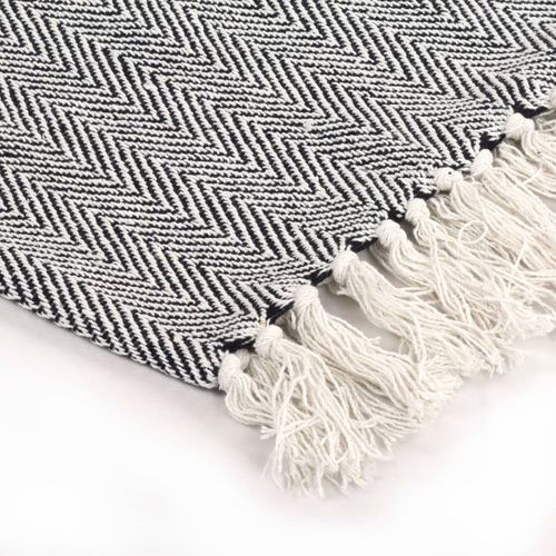 vidaXL Cotton Throw Herringbone 125x150 cm Grey vidaXL