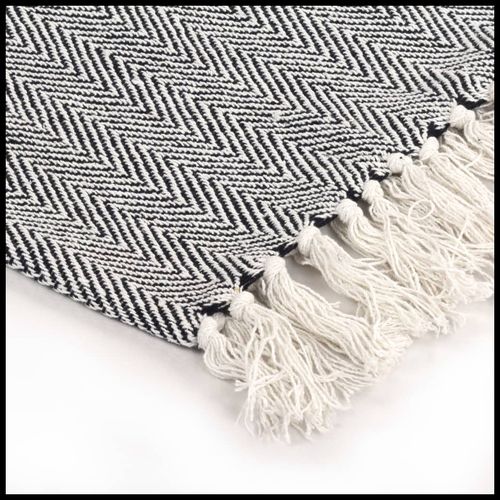 vidaXL Cotton Throw Herringbone 125x150 cm Grey vidaXL