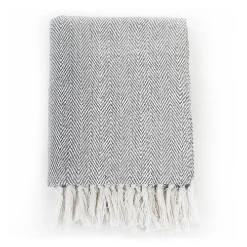 vidaXL Cotton Throw Herringbone 125x150 cm Grey vidaXL