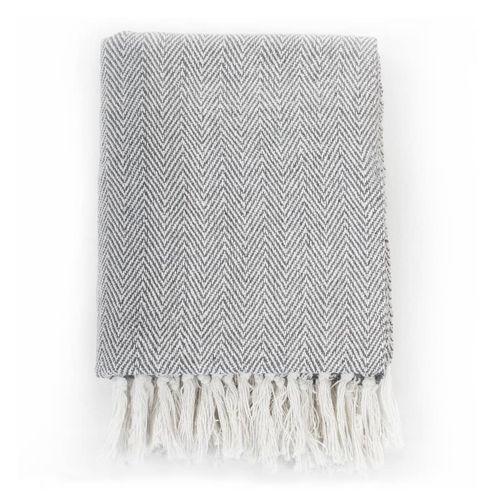 vidaXL Cotton Throw Herringbone 125x150 cm Grey vidaXL